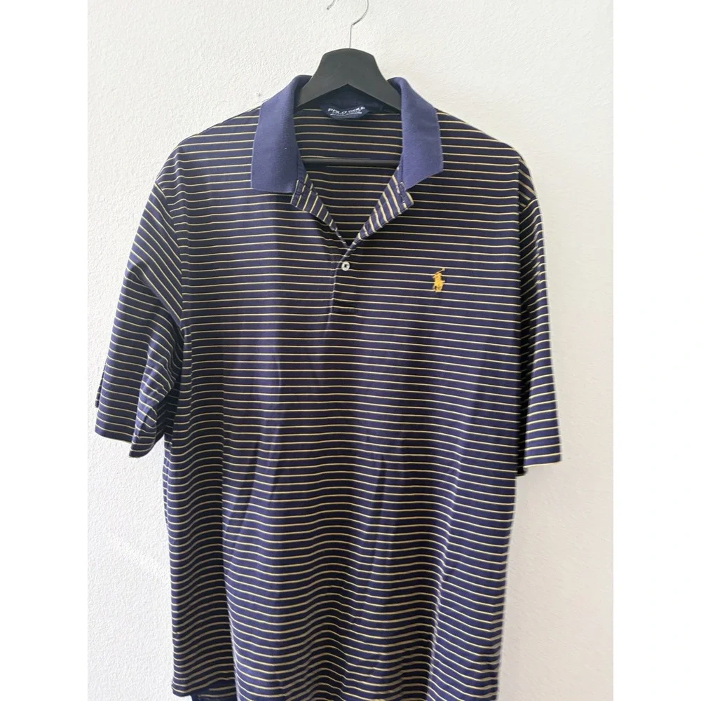 Polo Golf by Ralph Lauren Men's Striped Pima Cotton Polo Shirt Size L